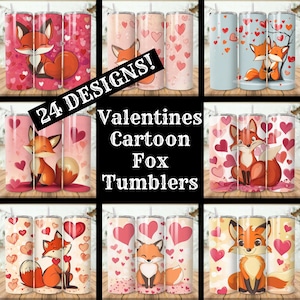 Ensemble de 24 gobelets en renard dessin animé pour la Saint-Valentin