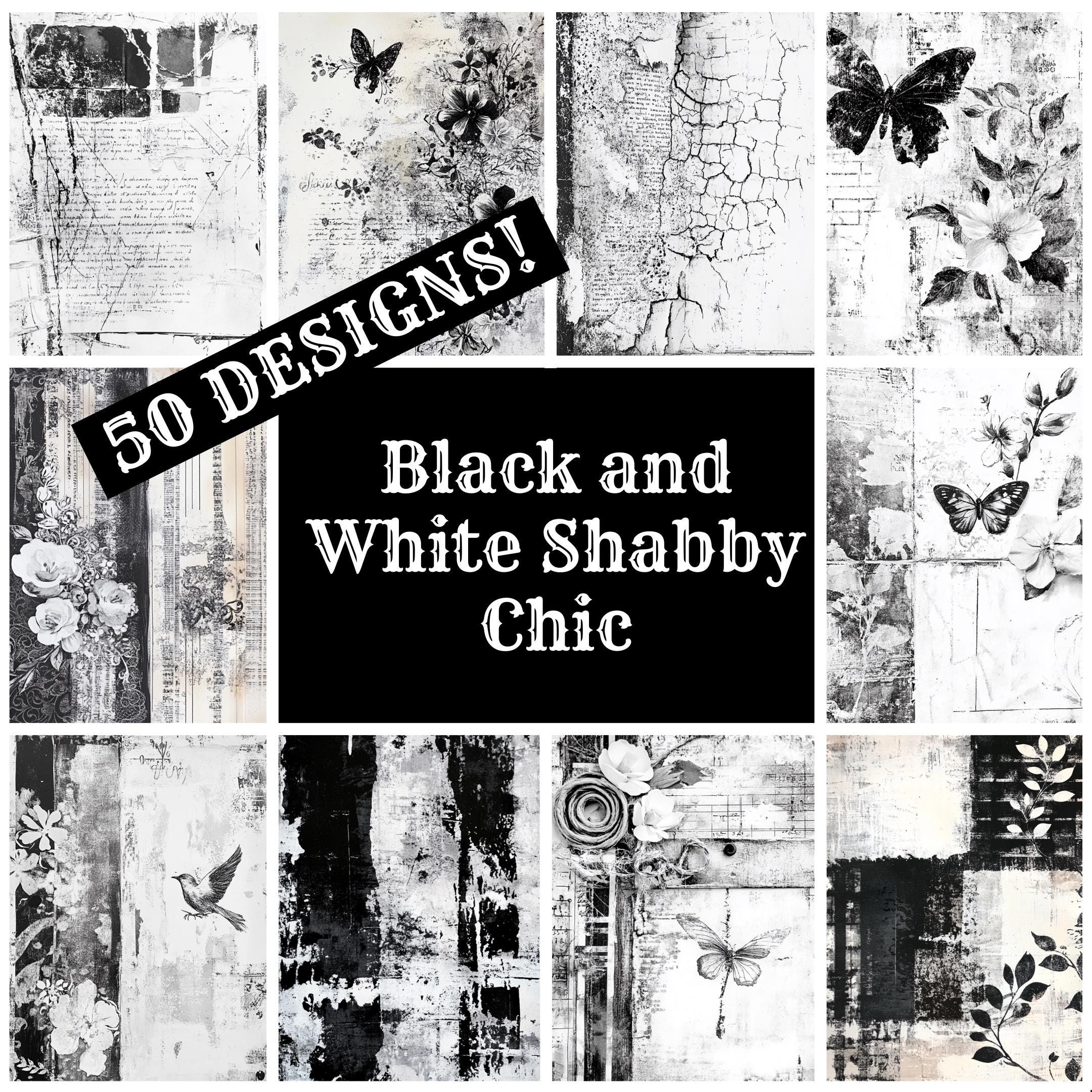 Black and White Shabby Chic Journal Paper: Vintage Printable (PNG ...