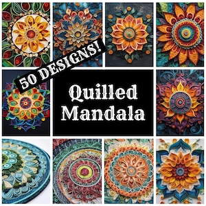 Quilled mandala-dagboekpapier, quilled mandala afdrukbaar papier, vintage quilling-mandala, quilled mandala-dagboekbenodigdheden, dagboekinzetstukken