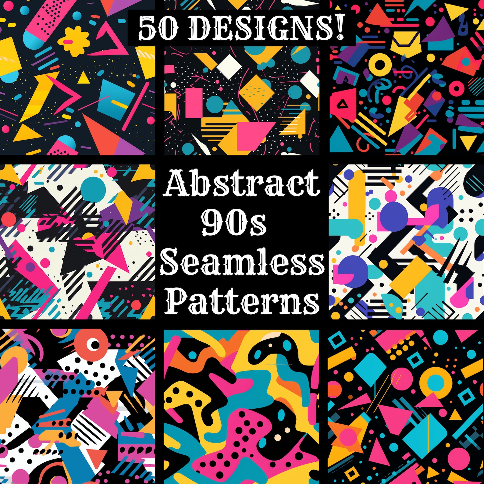 Abstract 90s Seamless Patterns: PNG Digital Paper (digital Download) - Etsy