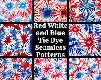 Motivi Tie Dye Senza Cuciture Rosso Bianco Blu: Carta Digitale (PNG)