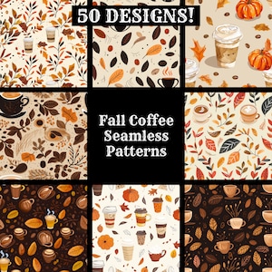 Carta digitale senza cuciture Fall Coffee, Texture senza giunte di carta per album stampabile Fall Coffee, Download istantaneo digitale Fall Coffee