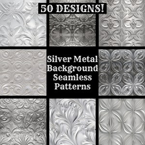 Silver Metal Seamless Patterns: Scrapbook Paper Backgrounds (Digital Download)