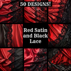 Roter Satin und schwarze Spitze Papier, Roter Satin und schwarze Spitze Printable Papier, Journal Zubehör, Roter Satin und schwarze Spitze Papier, Journal Inserts