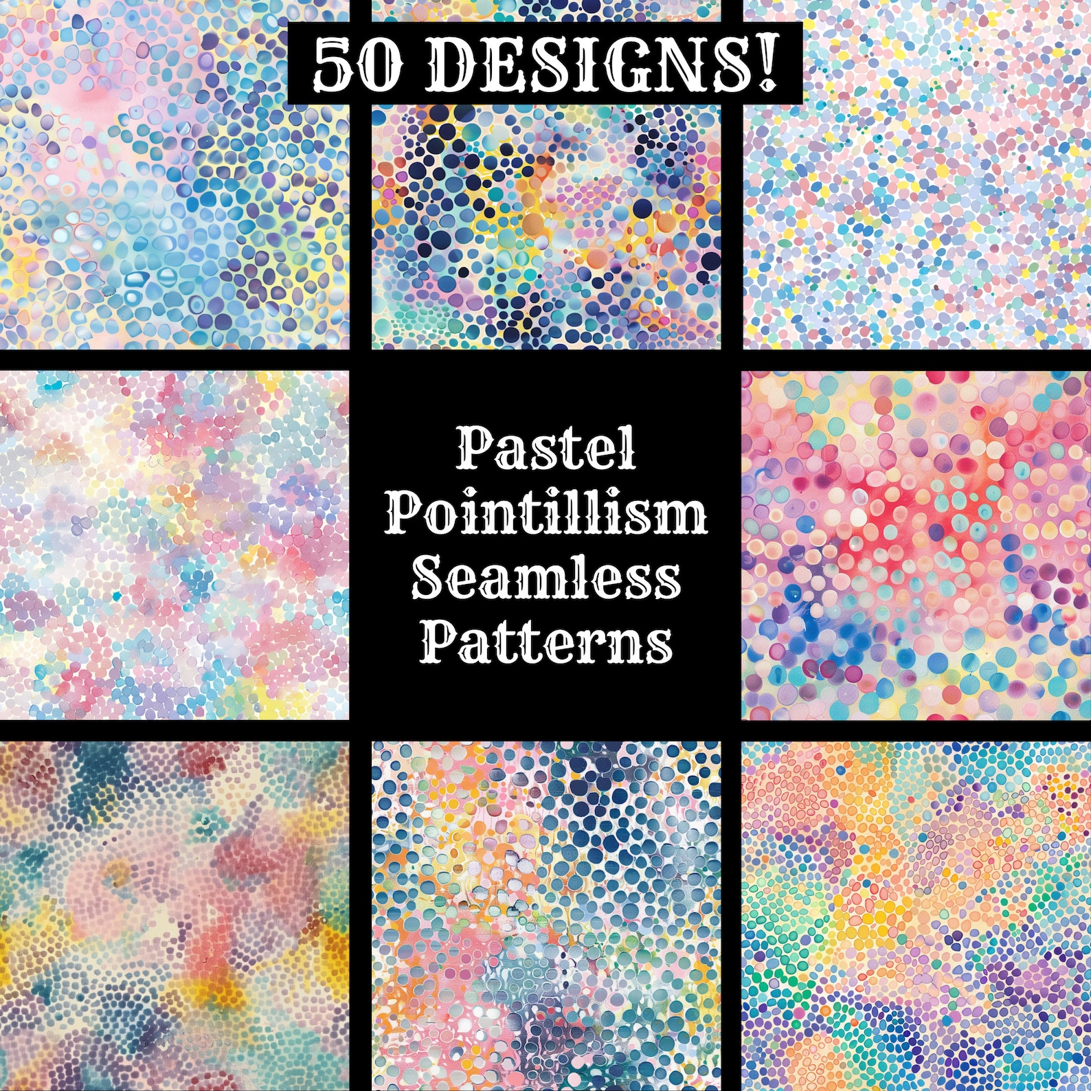 Pastel Pointillism Seamless Patterns: Scrapbook Paper (digital Download ...
