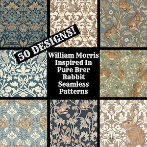 William Morris inspiriert In reinem Kaninchen nahtlose digitales Papier, druckbare Scrapbook Papier nahtlose Texturen, digitaler Sofort Download