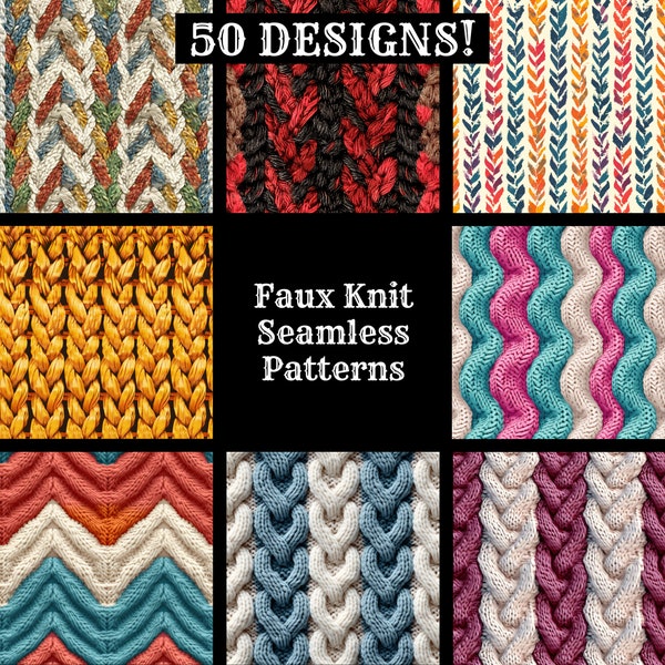 Faux Knit Seamless Digital Paper, Faux Knit Printable Scrapbook Paper Seamless Textures, Faux Knit Digital Instant Download Faux Knit Paper