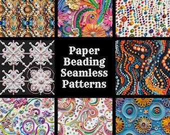 Paper Beading Seamless Patterns: 50 PNG Digital Papers (Digital Download)