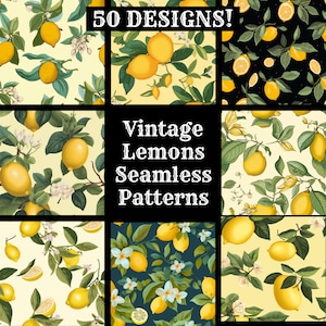 Papier numérique sans couture citrons vintage, papier de scrapbooking imprimable textures transparentes, téléchargement immédiat papier citrons vintage sans couture