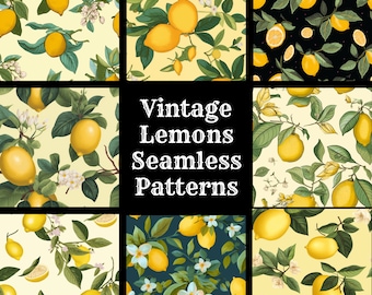 Vintage Lemons Seamless Pattern: Printable Digital Paper (PNG)