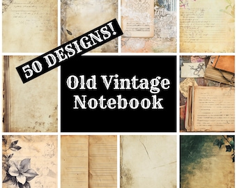 Vintage Notebook Paper: 50 PNG Journal Inserts (Digital Download)
