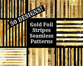 Gold Foil Stripes Seamless Patterns: Scrapbook Paper (Digital Download)