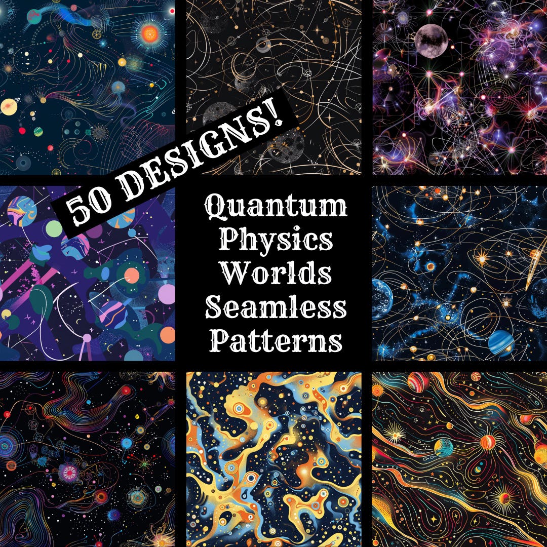 Quantum Physics Seamless Pattern: 50 Digital Papers (digital Download ...