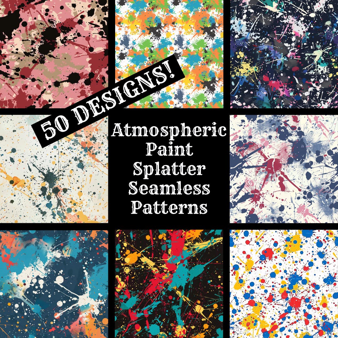 Paint Splatter Seamless Pattern: Atmospheric Digital Paper (digital ...