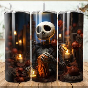 a set of three tumbles with a skeleton on it