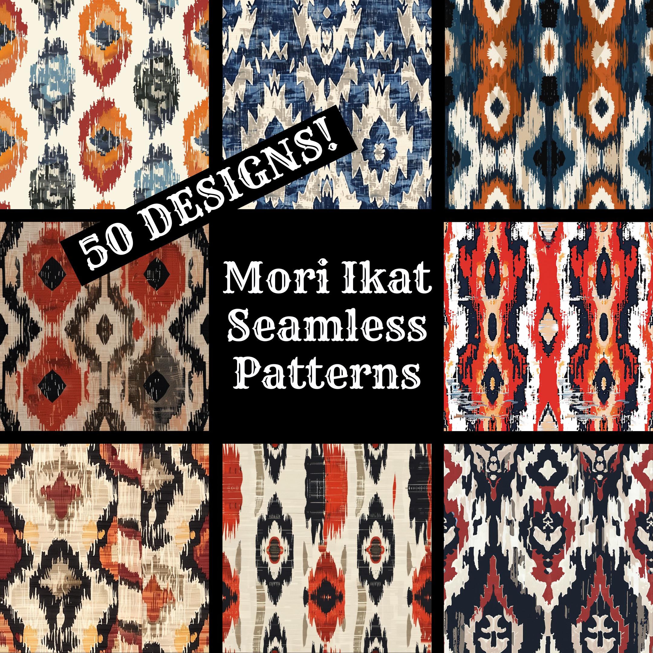 Mori Pattern Mori Ikat Seamless Patterns: 50 PNG Digital Papers (digital Download ...