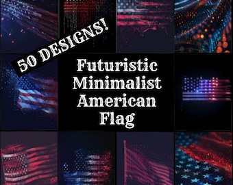 Futuristic American Flag Journal Paper: Minimalist Scrapbook Inserts (Digital Download)