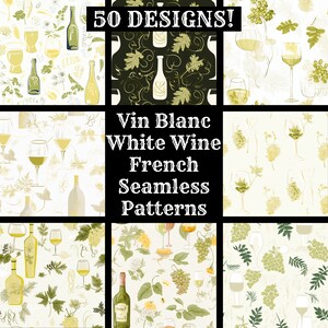 Vin Blanc witte wijn Frans naadloos digitaal papier, afdrukbaar plakboekpapier naadloze texturen, digitale Instant Download Franse achtergrond