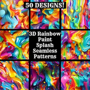 3D Regenbogen Farbe Spritzen nahtlose digitales Papier, druckbare Scrapbook Papier nahtlose Texturen, digitale Sofort Download Regenbogen Farbe Textur