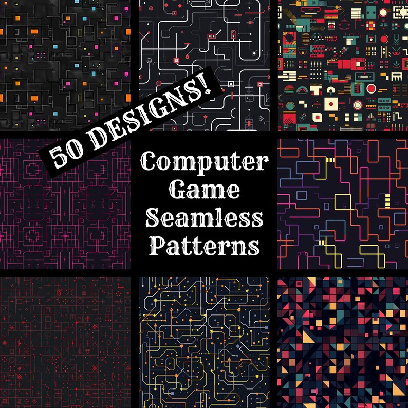 Computer Game Seamless Patterns: 50 PNG Textures (digital Download ...