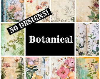 Botanical Journal Paper: Vintage Scrapbook Pages (Digital Download)