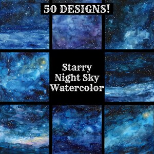 Papel para aquarela do céu noturno estrelado, papel para impressão em aquarela do céu noturno estrelado, suprimentos para diário em aquarela do céu noturno estrelado, inserção de diário