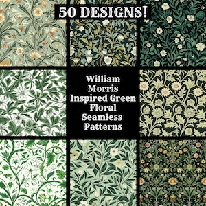 William Morris inspiriert grün Floral nahtlose digitales Papier, druckbare Scrapbook Papier nahtlose Texturen, digitaler Sofort Download