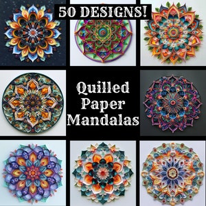 Gequilleerd papier mandala's Papier, gequilleerd papier mandala's Afdrukbaar papier, quilling, gequilleerde papieren mandala's, dagboekbenodigdheden, dagboekbijlagen