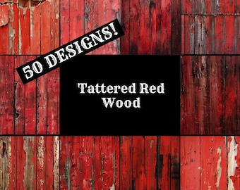 Cyfrowy papier Tattered Red Wood: 50 stron albumu PNG (pobranie cyfrowe)