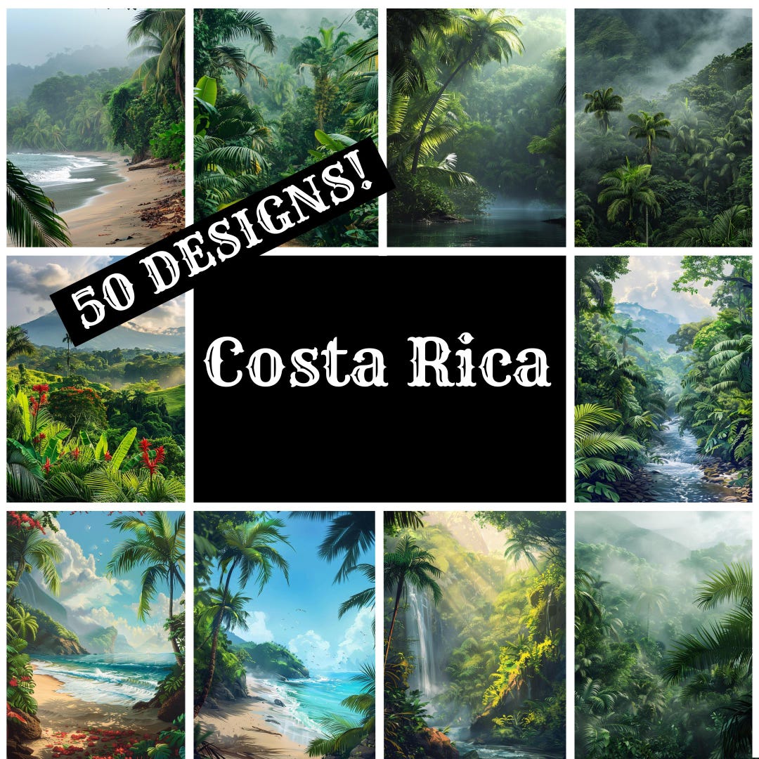 Costa Rica Journal Paper: Vintage Scrapbook Inserts (PNG Digital ...