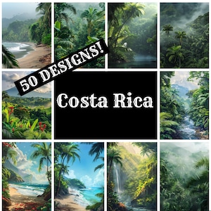 Costa Rica-dagboekpapier, Costa Rica-afdrukbaar papier, vintage tijdschriftenbenodigdheden, inlegvellen voor journaal