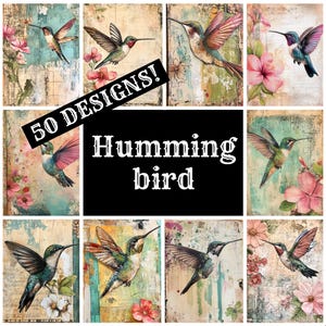 Hummingbird Journal Paper, Hummingbird Printable Paper, Vintage Journal Supplies, Journal Inserts
