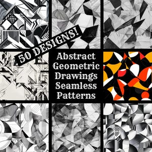 Abstrakcyjne rysunki geometryczne, bezszwowe papiery cyfrowe, papier do scrapbookingu do druku, bezszwowe tekstury, cyfrowe natychmiastowe pobieranie
