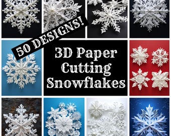 3D Paper Cutting Snowflakes: Vintage Journal Inserts (Digital Download)