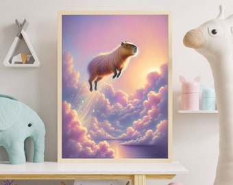 Magic Capybara | Capybara Art, Capybara Art Print, Capybara Print, Digital Art Print, Printable Wall Art, Kids Room Print, Children's Room