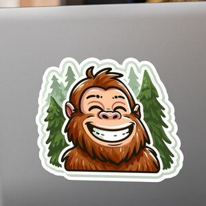 Smiling Sasquatch Grinning Bigfoot Happy Hominid Hide and Seek Champion Kiss-Cut Vinyl Decals