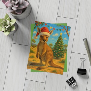 カンガルーのお祝いポストカードセット、オーストラリアのホリデーグリーティング、クリスマスカード、カンガルーのポストカード、季節の願い、通信コレクション