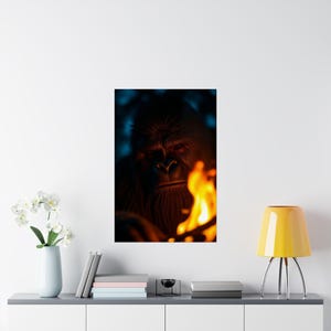 Quiet Sasquatch Matte Vertical Poster, Unique Wall Art, Home Decor, Gift for Nature Lovers, Bigfoot Art Print, Cryptid Inspired Fantasy