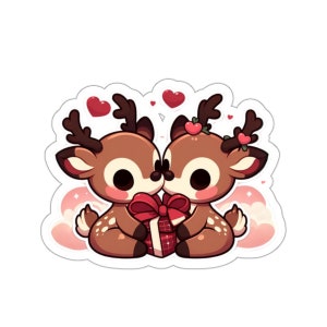 Cute Deer Valentine stickers, Fun Deer Valentine Sticker