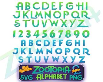 Zootopia Alpahbet Font Cliparts Bundle, Zootopia SVG Font Letters Number Cartoon Sublimation Clipart, Zootropolis Zoomania Alphabet Font PNG