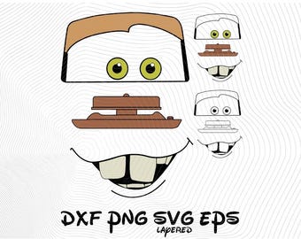 Logotipo de Tow Mater con cara SVG, PNG, DXF y EPS, imágenes prediseñadas de coches SVG, diseño vectorial de camiseta de Tow Mater para sublimación (digital)