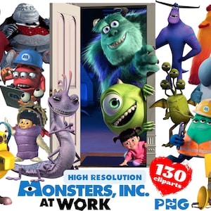 Pacchetto di clipart PNG di Monsters Incorporation e Monsters at Work, clipart di sublimazione PNG di Monsters University, arte PNG a tema Monsters Inc.