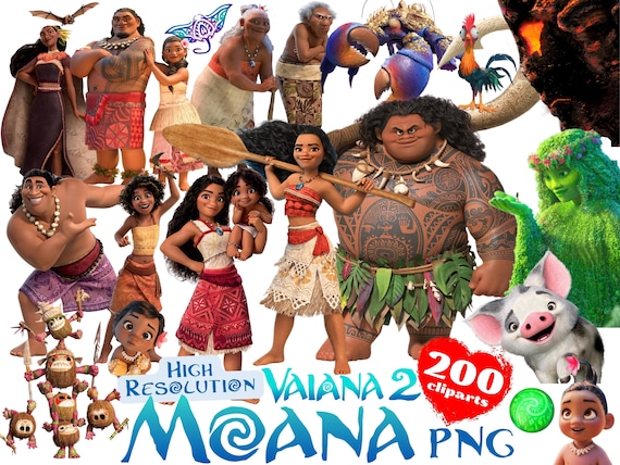 Moana Cliparts PNG Bundle, Moana PNG Cartoon Cliparts for Sublimation, Moana Movie Themed Clip Arts Collection, Moana Cartoon Pictures PNG