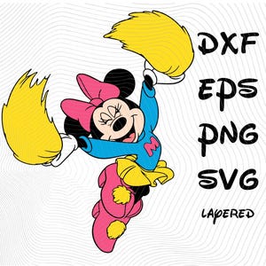 Minnie Mouse jonge cheerleader sublimatie Cliparts, Minnie Mouse Cheerleader SVG Cartoon sublimatie clipart, Minnie Mickey SVG dxf eps png