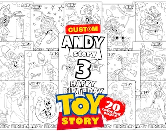 Personalized Toy Story Custom Birthday Coloring Pages, Toy Story Birthday Coloring Book, Custom Toy Story Birthday Coloring Book Name Age