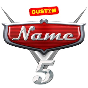 Logo PNG personnalisé de voitures, sublimation d'anniversaire originale de voitures, logo de voitures personnalisé avec nom et âge, cliparts de T-Shirt de décoration de gâteau de voitures