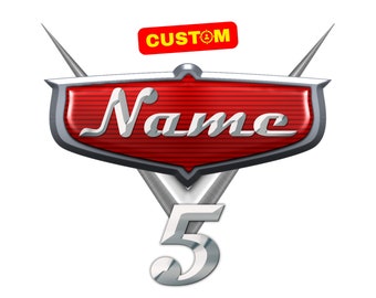Personalized Cars Custom PNG Logo, Cars Original Birthday Sublimation, Custom Cars Logo with Name and Age, Cars Cake Topper T-Shirt Cliparts