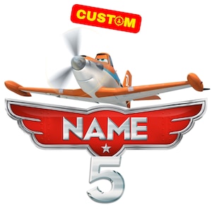 Logo personnalisé d'avions en PNG, Sublimation originale d'anniversaire d'avions Dusty Crophopper, nom de Logo d'avions personnalisés âge Dusty Crophopper