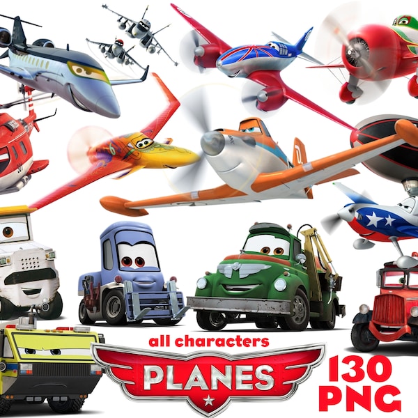 Planes Cars PNG Cliparts Bundle, Planes PNG Cartoon Cliparts, Planes Sublimation, Planes Fire & Rescue all Characters PNG Cliparts Bundle