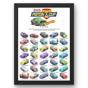 Póster de la Copa Pistón 2005, descarga digital de Cars JPG, póster de Cars para habitación infantil, imprimibles de Cars para niños, póster de Cars Lightning McQueen JPG
